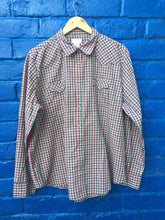 Vintage Wrangler fine check western cowboy shirt with blue pearl snap buttons XXL